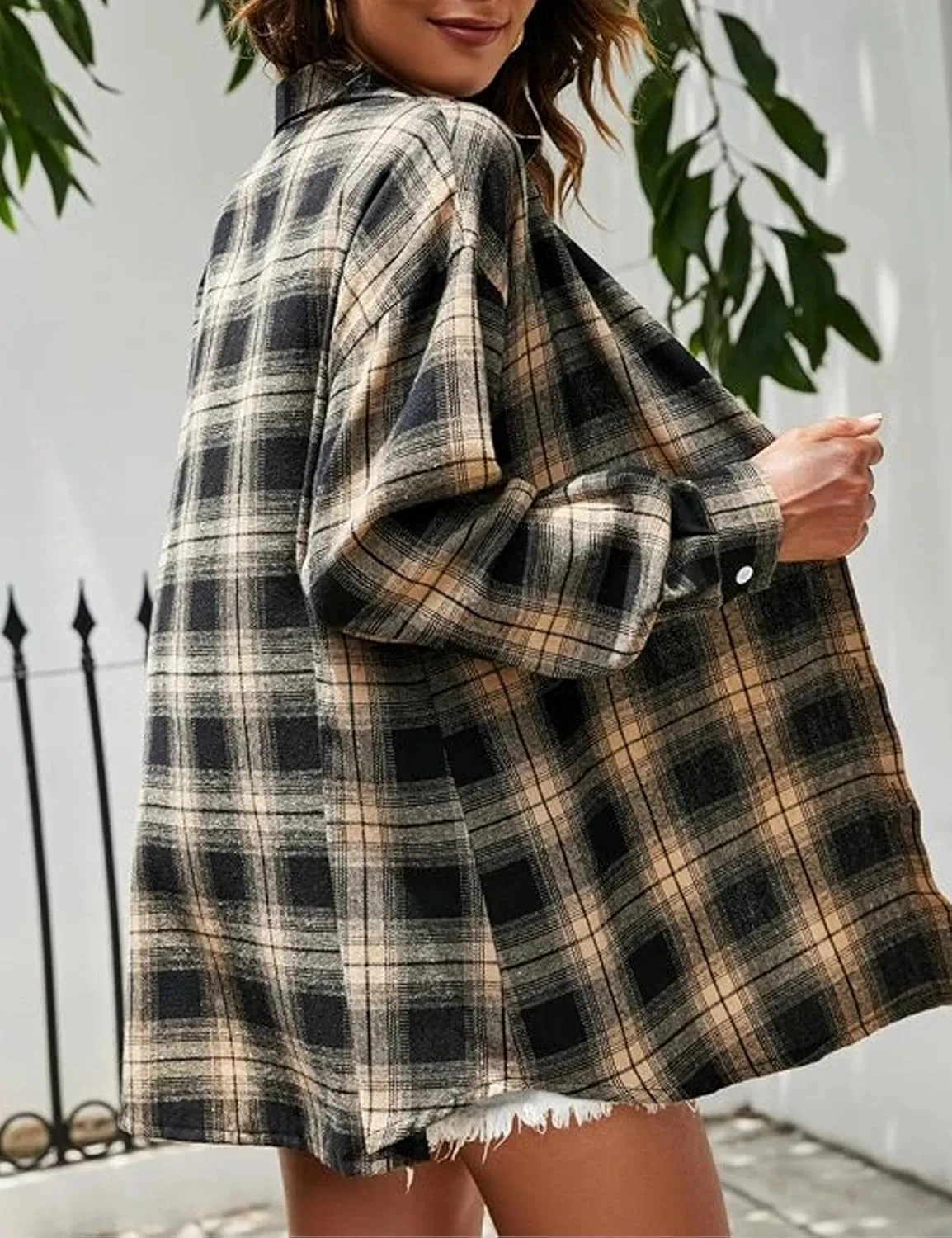 Plaid Flannel Shirts for Women Oversized Button Down Long Sleeve Buffalo Shirts Blouse Tops