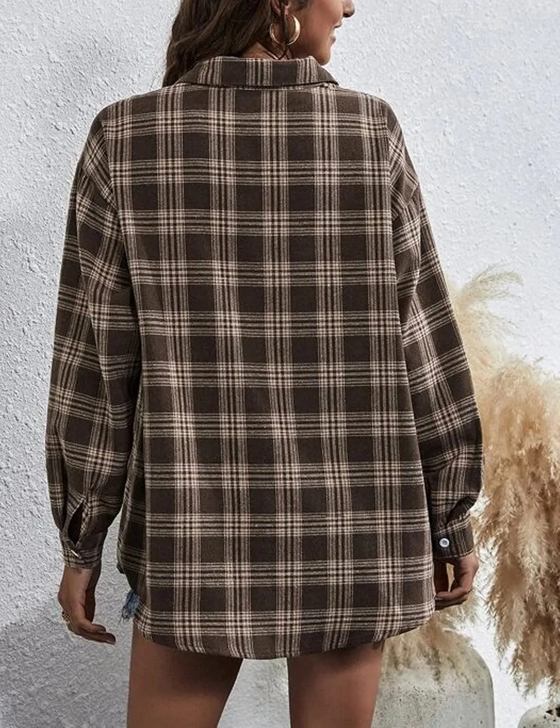 Plaid Flannel Shirts for Women Oversized Button Down Long Sleeve Buffalo Shirts Blouse Tops