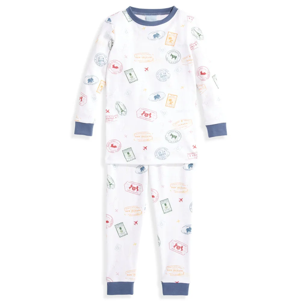 Printed Pima Jammies -- Vintage Stamps