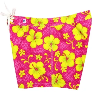 "Basketweave" Girls Board Shorts - 5" Inseam (Pink, Charcoal, or Royal,)