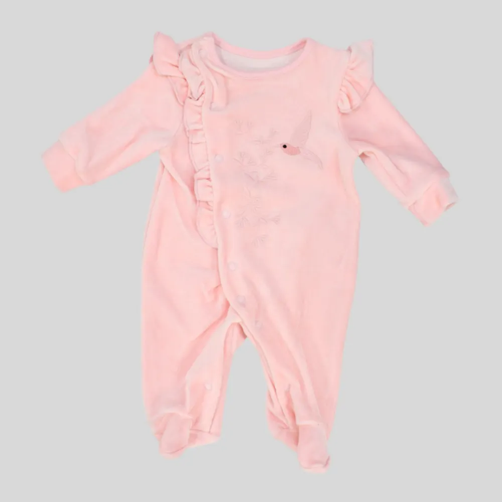 Ruffled Long-Sleeved Baby Footie