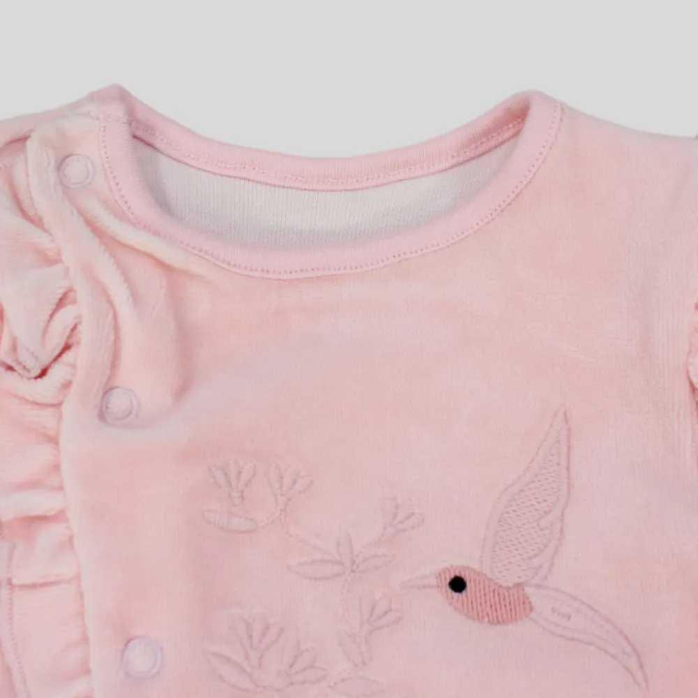 Ruffled Long-Sleeved Baby Footie