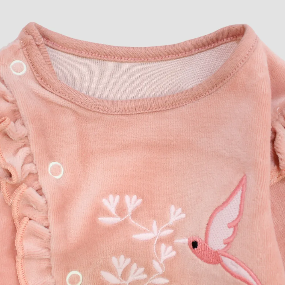 Ruffled Long-Sleeved Baby Footie