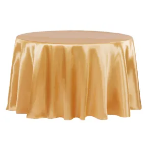 Satin 120" Round Tablecloth - Gold Antique