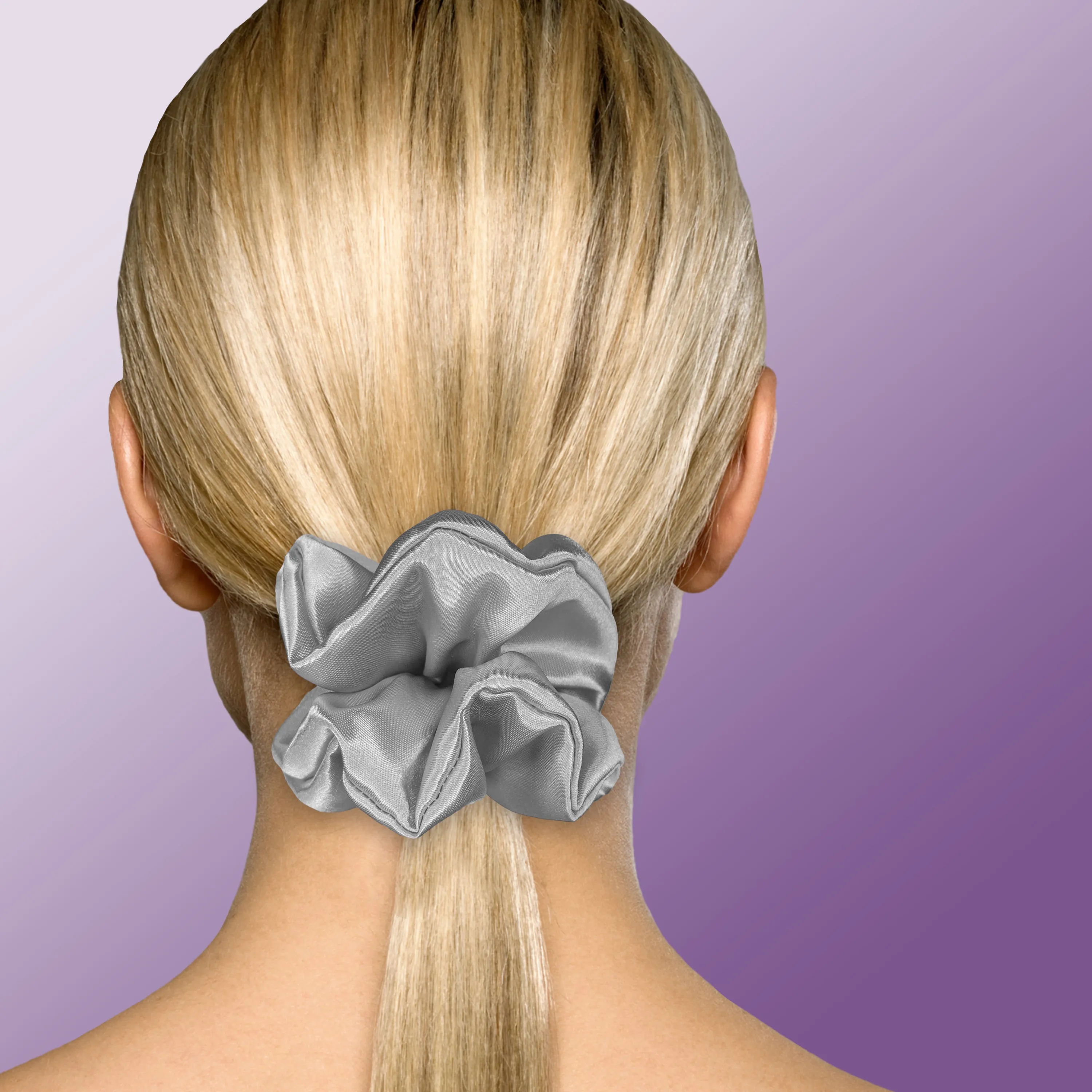 Scrunchies Premium Bridal Satin Available in 3 Sizes Made in the USA Silver