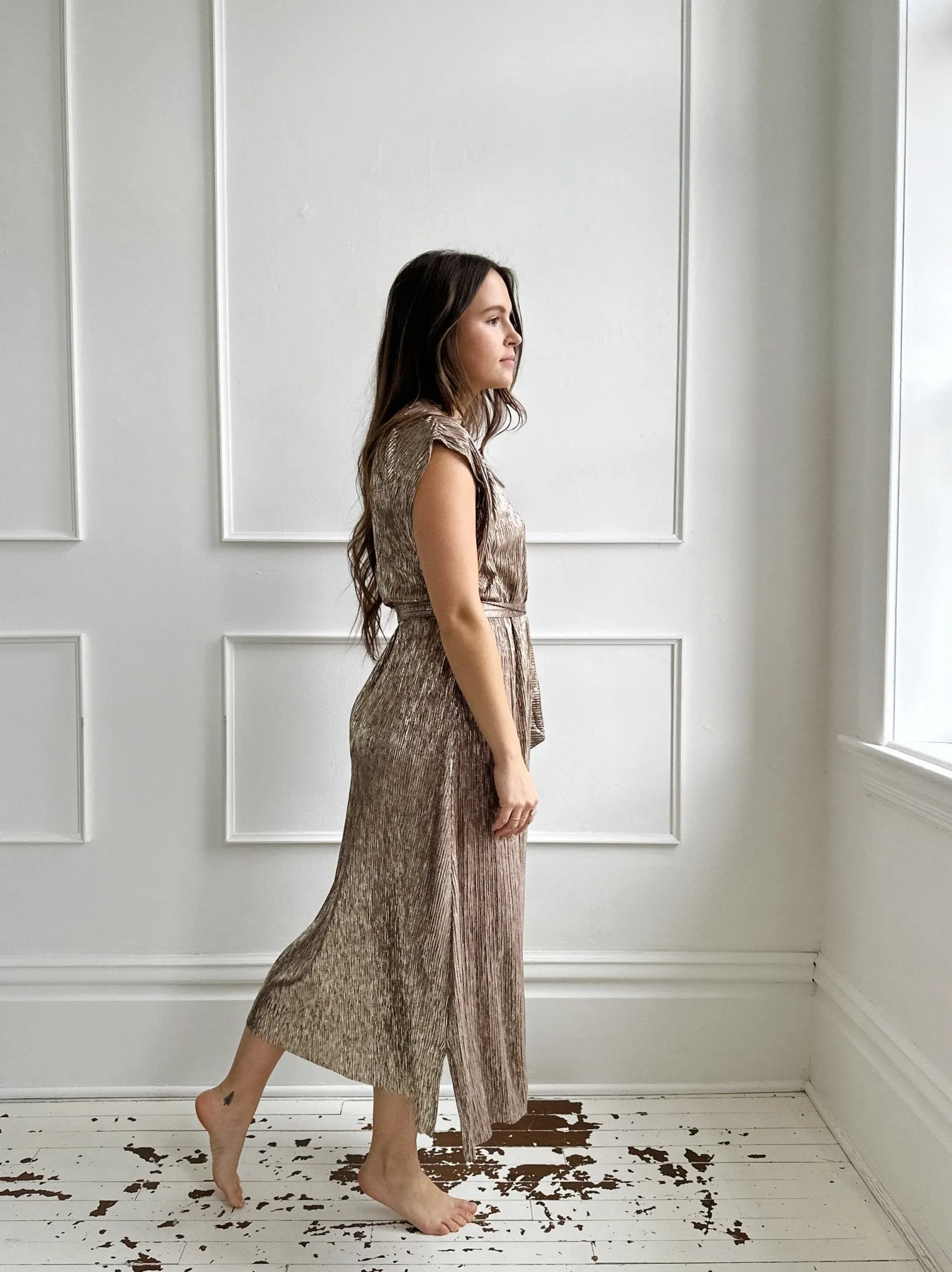 Shimmer Tie-Waist Midi Dress - FINAL SALE