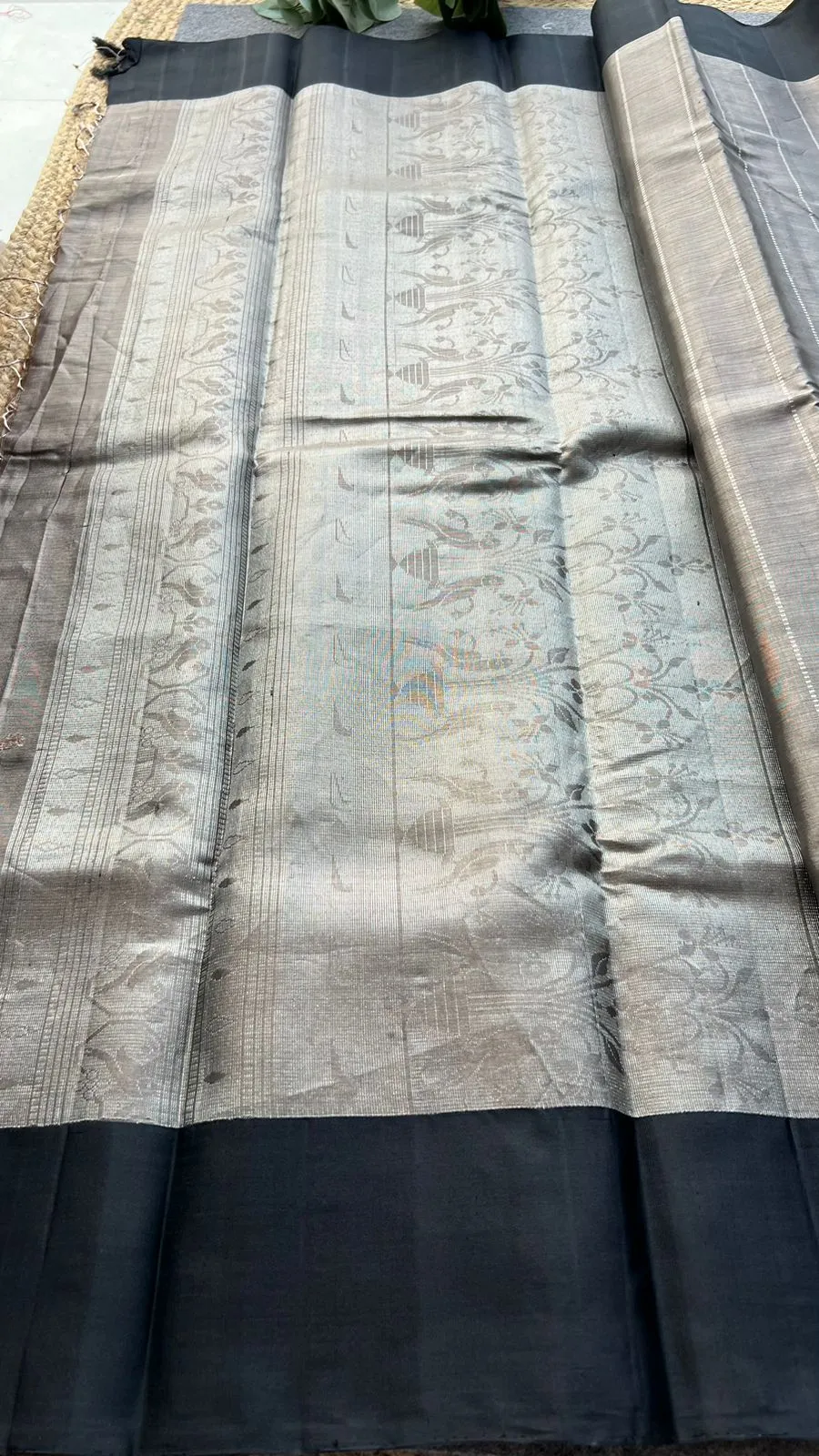 Silver tissue kanjivaram soft silk saree with blouse