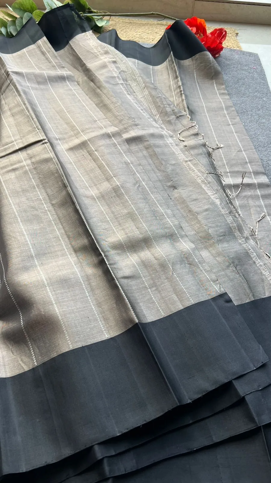 Silver tissue kanjivaram soft silk saree with blouse