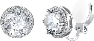 Silvora 925 Silver 8MM Cubic Zirconia Birthstone Clip On Stud Earrings Round Non Pierced Earrings For Women,Come with Box