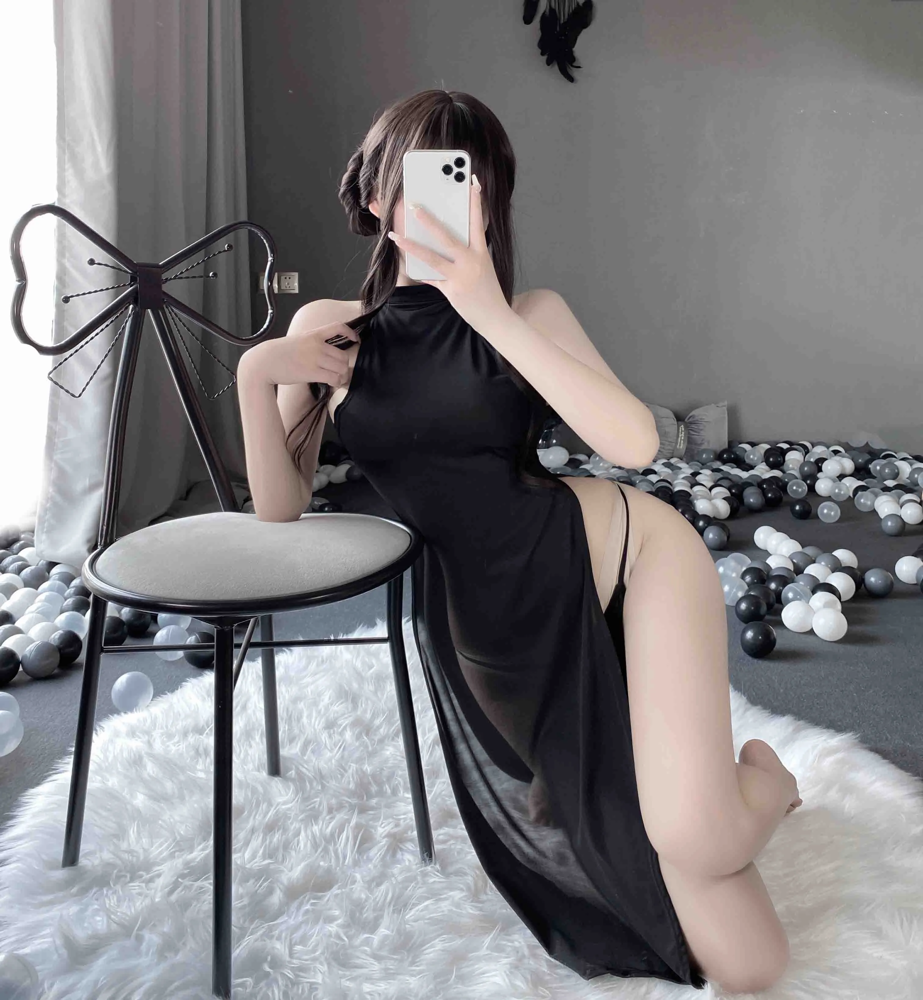 T-1020  Fun lingerie, cheongsam uniform, high slit, sexy, and free from nightclub lust