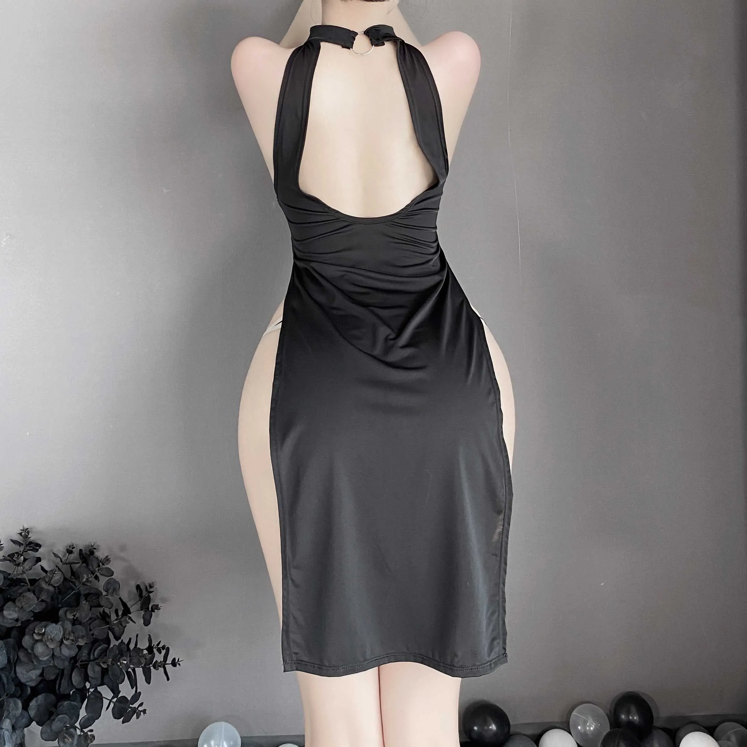 T-1020  Fun lingerie, cheongsam uniform, high slit, sexy, and free from nightclub lust