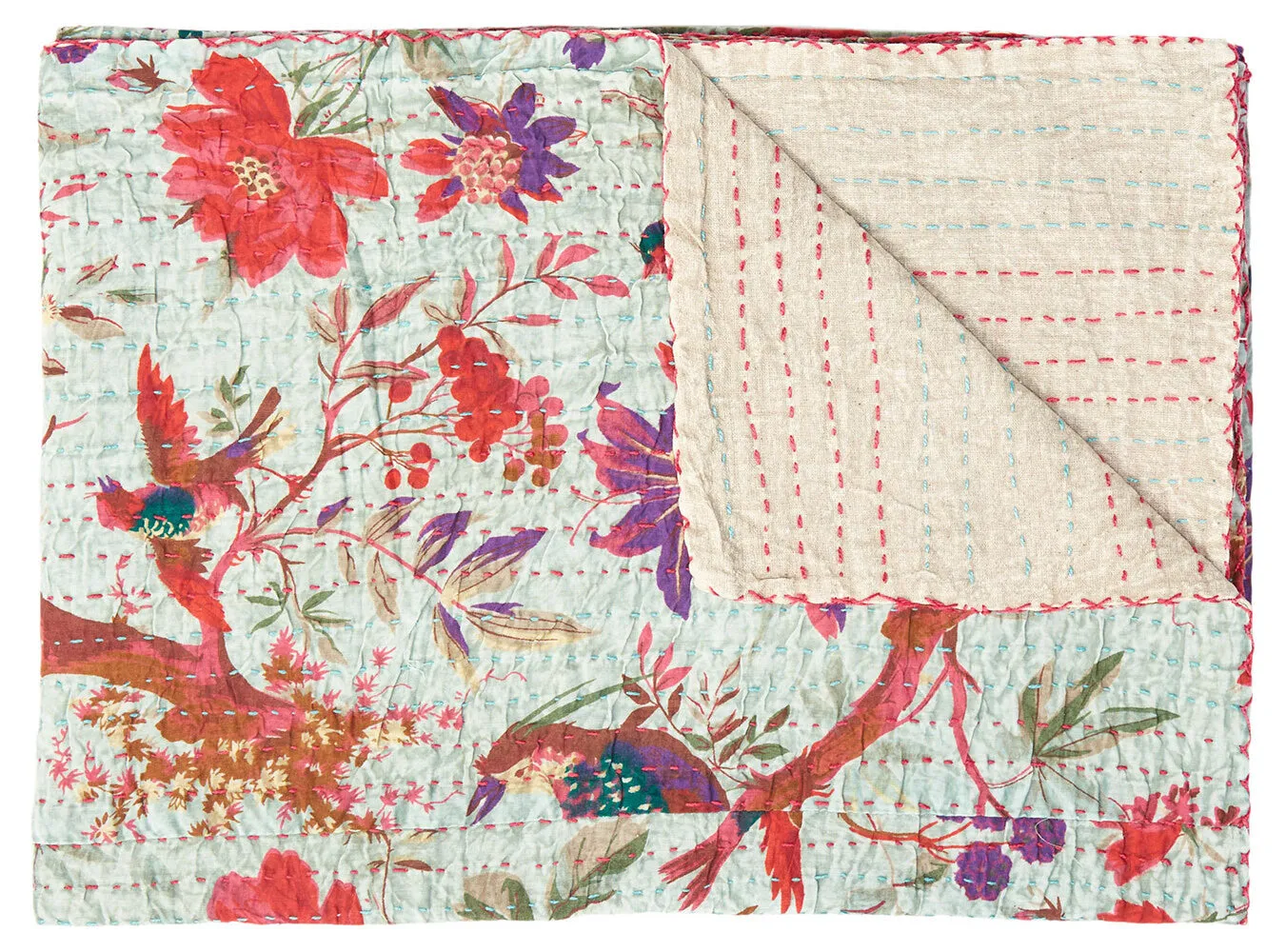 Taj Hotel Home Decor Kantha Cotton Throw | 50"x70" | 8