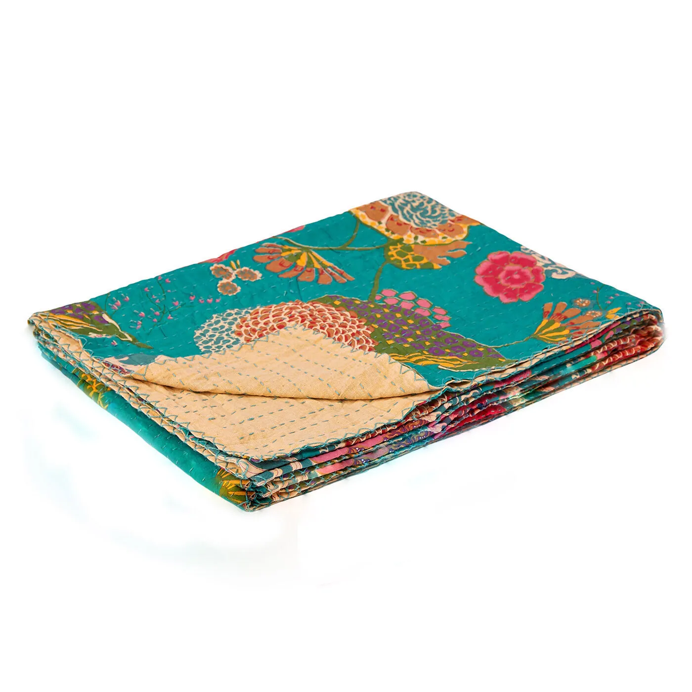 Taj Hotel Home Decor Kantha Cotton Throw | 50"x70" | 8