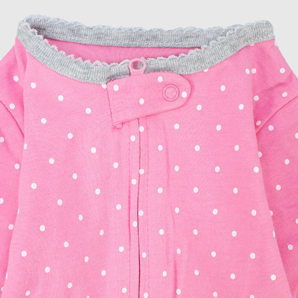 Unicorn Dotted Pink Baby Footie