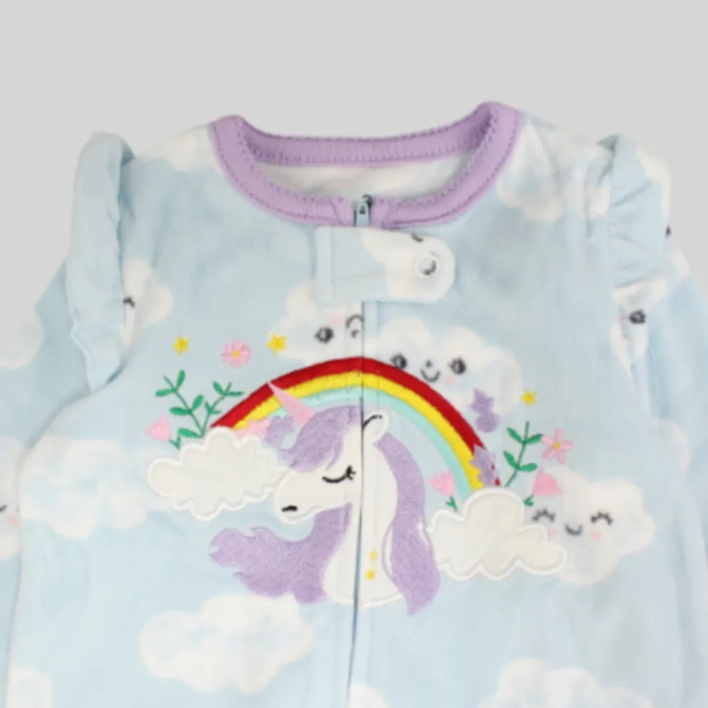 Unicorn On The Clouds Long-Sleeved Baby Footie