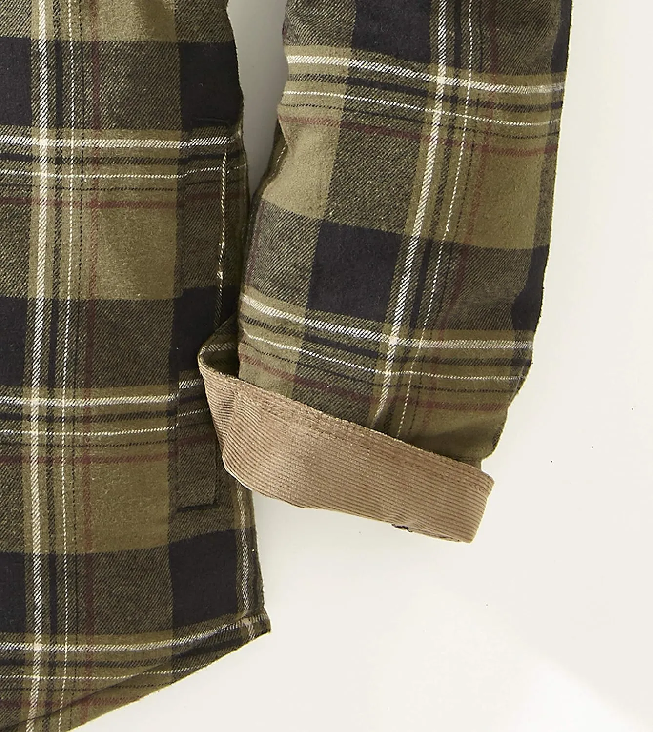 Venado Men's Plaid Shirt Jacket -Long Sleeved Quilt Lined Brushed Flannel Rugged Shirt