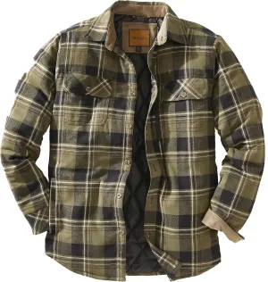 Venado Men's Plaid Shirt Jacket -Long Sleeved Quilt Lined Brushed Flannel Rugged Shirt