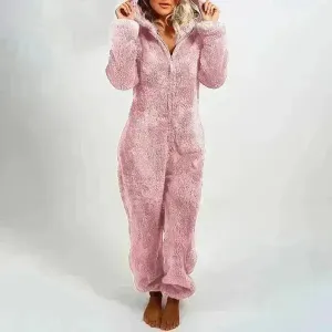 Women Polar Bear Winter hooded pajamas Jumpsuit Lounge wear Sleep wear