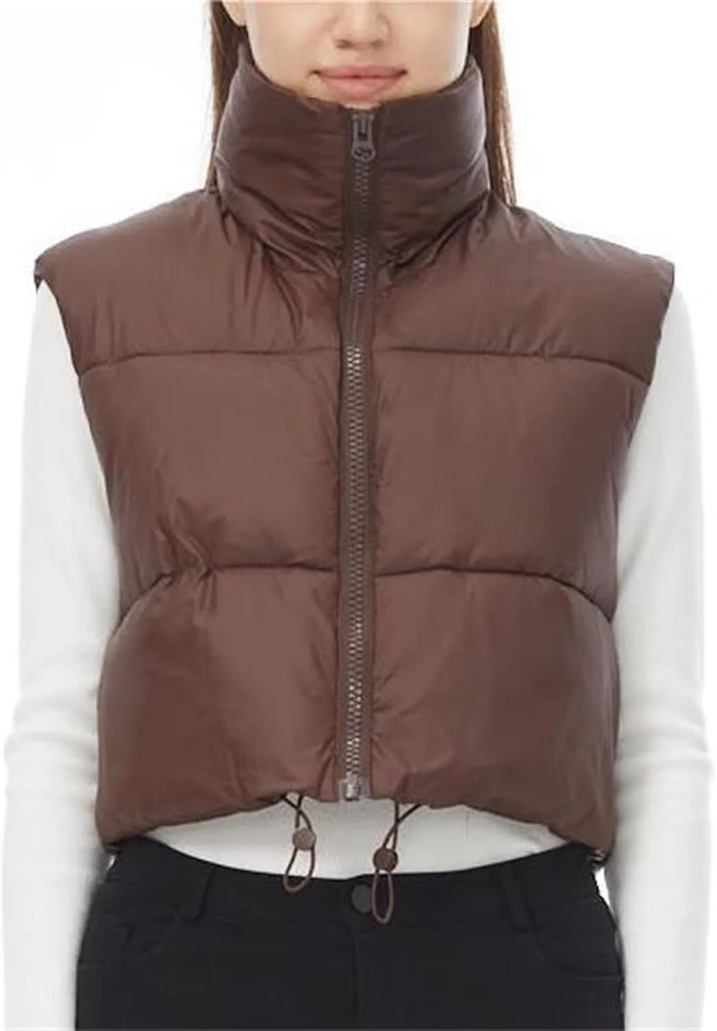 Women's Cropped Puffer Vest Winter Padded Vest Lightweight Zip Crop Puffy Gilet