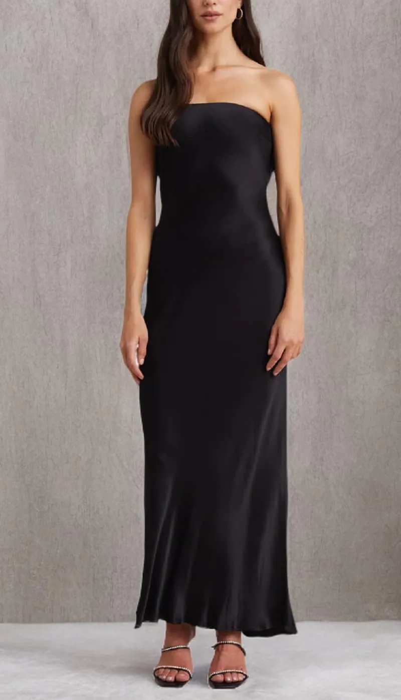 Womens Strapless Maxi Dress Tube Top Bodycon Long Dresses Ladies Elegant Cocktail Dress Summer 2022