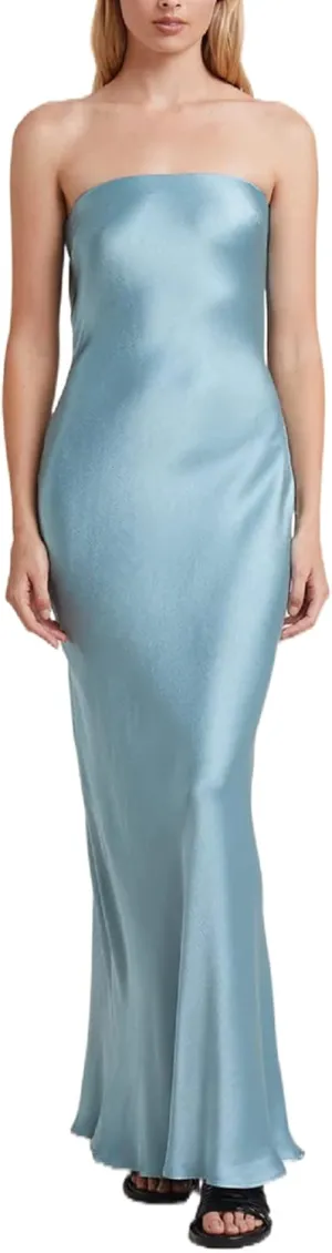 Womens Strapless Maxi Dress Tube Top Bodycon Long Dresses Ladies Elegant Cocktail Dress Summer 2022