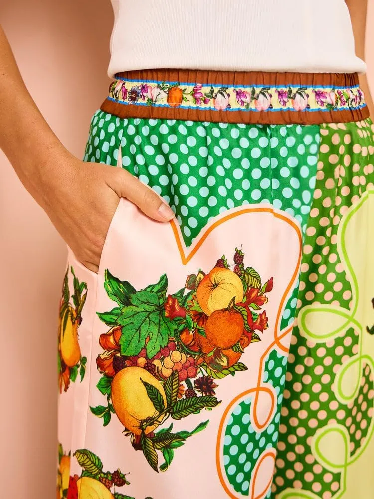 Women's Summer Print Two Piece Pajama Set Short Sleeve Outfits Button Down Tops Drawstring Long Pants Sleepwear Sets