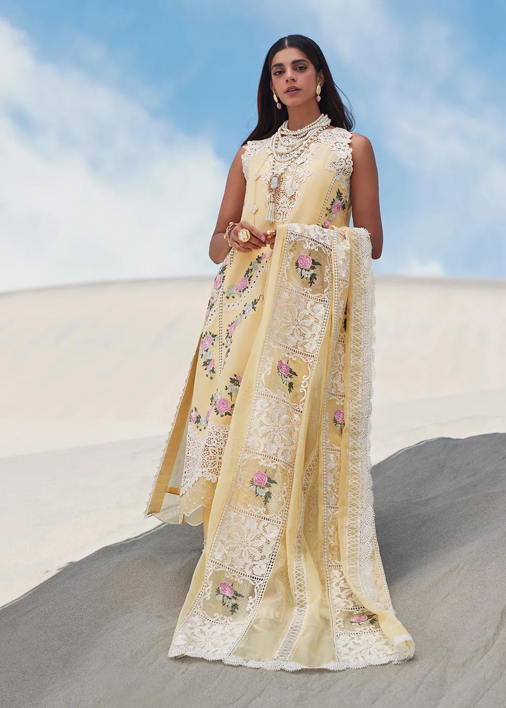 Yellow Lawn Suit - Saira Shakira X Crimson Luxury Lawn '23 - Serendipity - D3A