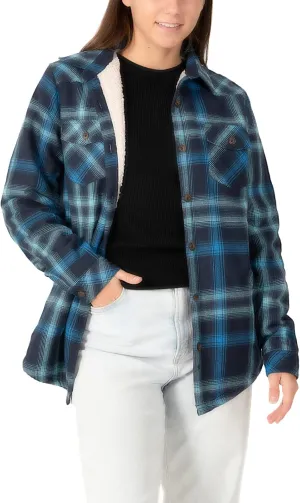 ZENTHACE Womens Sherpa Fleece Lined Flannel Jacket Button Down Plaid Flannel Shirt Jacket(All Sherpa Lining)
